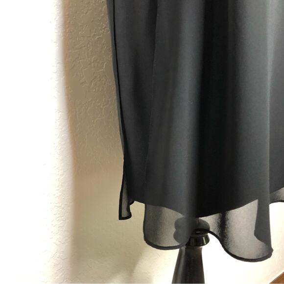 Erin Fetherston black sheer silk overlay one shoulder red strap dress size 6 - Picture 6 of 15